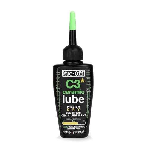 Muc-Off C3 Ceramic Dry Chain Lube, 50 Milliliters - Premium Bike Chain Lubricant with UV Tracer Dye - Formulated for Dry and Dusty Weather Conditions, Green - size: 50ml