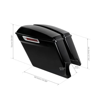 TCT-MOTORPARTS 5" Stretched Extended Hard Saddlebags Fit for Harley Touring 2014-later Road King Road Street Electra Glide Ultra-Classic - color: Stretched Vivid Black