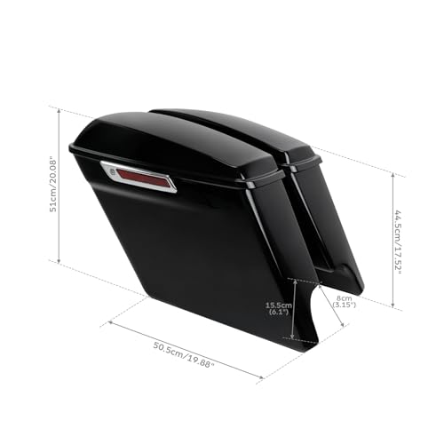 TCT-MOTORPARTS 5" Stretched Extended Hard Saddlebags Fit for Harley Touring 2014-later Road King Road Street Electra Glide Ultra-Classic - color: Stretched Vivid Black