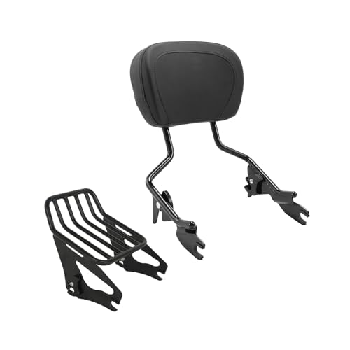 Black Detachable Sissy Bar Passenger Backrest Upright Passenger Backrest Pad & Luggage Rack Fit for 2009-2025 Harley Touring Road King Street Glide Road Glide - color: Black #4