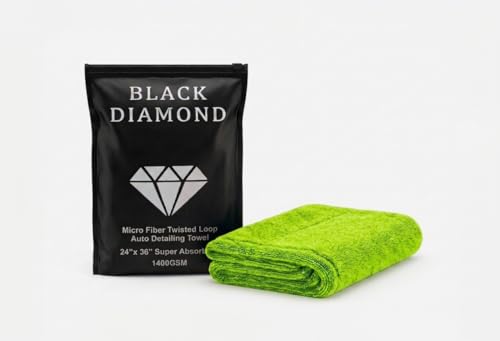 Automotive Detailing Twisted Loop Car Drying Towel, 1400GSM, 36"x24", Streak Free, Lint Free, Reusable, Microfiber Cleaning Cloth for Car, Truck, SUV, Lime Green - color: Lime Green