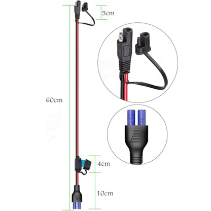 10AWG SAE to EC5 Connector Extension Cable,with 15A Protection Fuse for Safety,SAE Plug EC5 Adapter Charger Solar Panel Cable for Solar Generator Portable Power Station(2FT) - size: 10AWG SAE to EC5 - 2FT