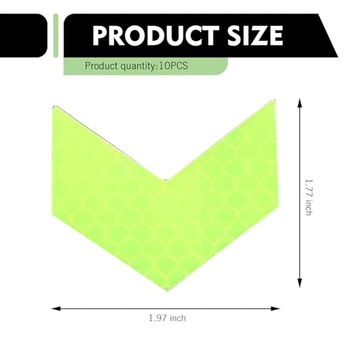 10 PCS Car Arrow Reflective Stickers, 1.97" x 1.81" Waterproof Safety Tapes, High Visibility Night Caution Warning Reflective Stickers, Universal for Most Cars (Green) - color: Green