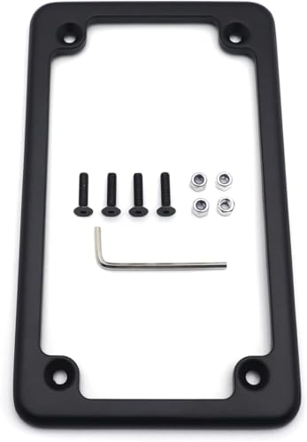 Billet Aluminum Motorcycle License Plate Frame 7x4 Inch Black Finish Fits Custom Chopper Springer Mini Bike Universal Axle Mount Applications - color: Black, size: Classic
