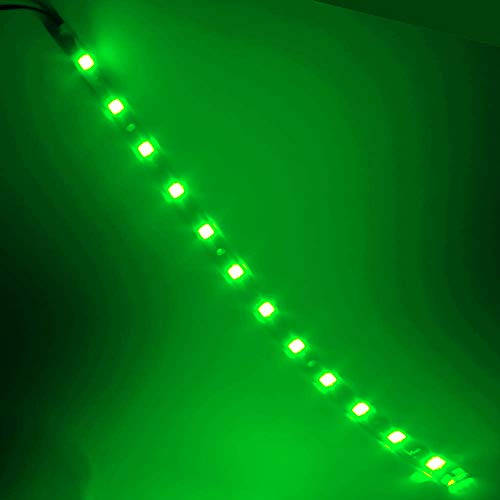 DC 12V Waterproof 1Ft 12 LED Strip Underbody Light with 6 inches Wires for Motor (Green,Pack of 6) - color: Green