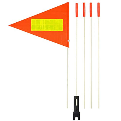 Bike Flag with Pole 6 Feet High Visibility Flags with Heavy Duty Fiberglass Flag Pole,Orange safety Flag with Reflective Strip - color: Orange with Reflective