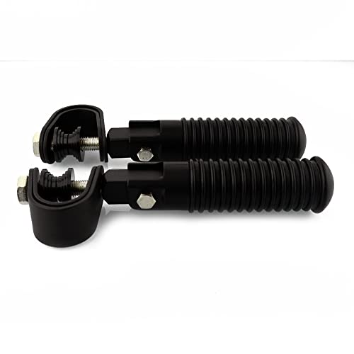 1" (25.4mm) -1.25" (32mm) Motorcycle Highway Engine Crash Bar Guard Foot Pegs Clamp Footrest Mount Rest Rubber For Harley Chopper Bobber Custom (Matte Black) - color: Matte Black