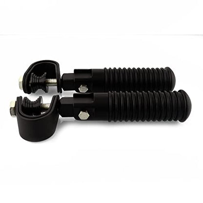 1" (25.4mm) -1.25" (32mm) Motorcycle Highway Engine Crash Bar Guard Foot Pegs Clamp Footrest Mount Rest Rubber For Harley Chopper Bobber Custom (Matte Black) - color: Matte Black