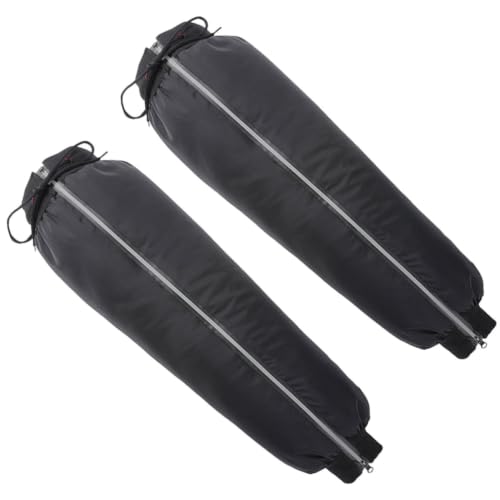 1 Pair Windproof Hiking Leg Gaiters with Anti-Slip Straps, Black Pu and Lint Material Calf Covers for Outdoor Hiking and Cold Weather Motorcycle Gear Protection