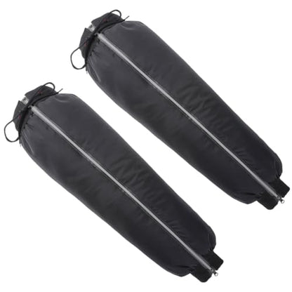 1 Pair Windproof Hiking Leg Gaiters with Anti-Slip Straps, Black Pu and Lint Material Calf Covers for Outdoor Hiking and Cold Weather Motorcycle Gear Protection