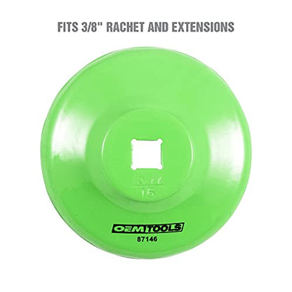 OEMTOOLS 87146 75/77 Millimeter 15 Flute Oil Filter Wrench, Green, Blend - style: 75/77 mm 15 Flute