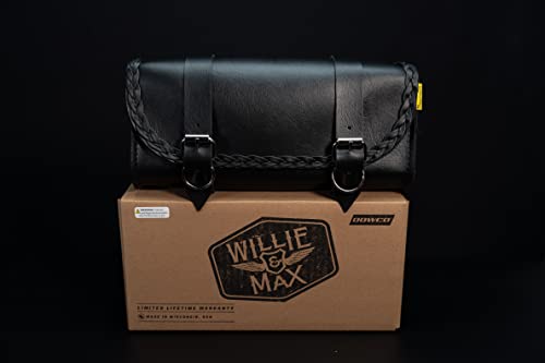 Dowco Willie & Max 58232-20 Braided Series: Synthetic Leather Motorcycle Tool Pouch, Black, Universal Fit
