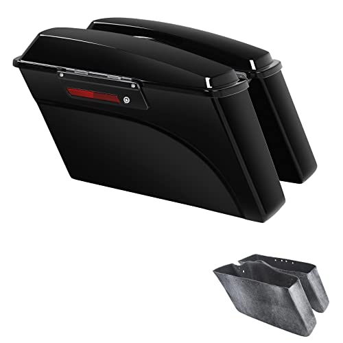 XFMT Motorcycle Saddlebags Hard Saddle Bags W/Black Latches & Liner For Harley Touring Road King Street Glide Road Glide Electra Glide 1993-2013, Vivid Black - color: Vivid Black W/ Black Latches, size: Standard