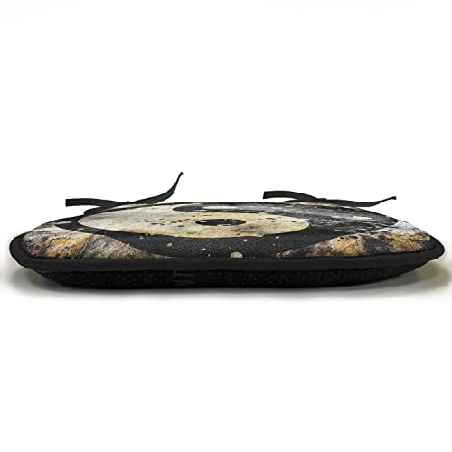 Lunarable Ying Yang Chair Cushion Pad, Grunge Style Paint Splash Effect Industrial Design Eastern Duality, Seat Padding for Kitchen & Patio with Anti-Slip Backing, 16"x16", Black Beige - color: Black Beige, size: Pack of 1