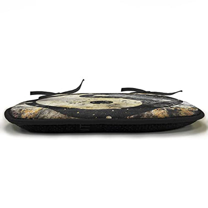 Lunarable Ying Yang Chair Cushion Pad, Grunge Style Paint Splash Effect Industrial Design Eastern Duality, Seat Padding for Kitchen & Patio with Anti-Slip Backing, 16"x16", Black Beige - color: Black Beige, size: Pack of 1