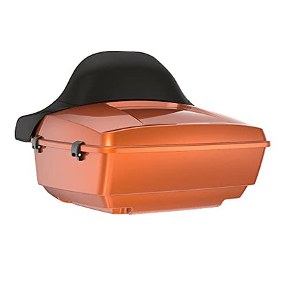 Advanblack King Tour Trunk Pack, Black Mount Bracket & Top Luggage Rack Fit for 2009-Later Harley Touring, Road Glide, Street Glide Special, Road King, Electra Glide (Amber Whiskey) - color: Amber Whiskey