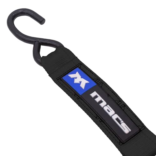 2" x 6' ATV & Motorcycle Ratchet Strap Pack - 4 Tie-Down S-Hook Straps, Soft Loops, Strap Bands & Duffle Bag - 3,335 lb. WLL - Black - color: black