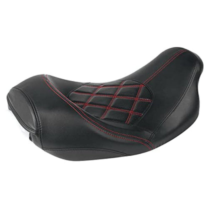 TCT-MOTORPARTS Low-Profile Driver Seat Front Solo Seat Fits for Harley Touring 2009-2023 Electra Street Road Glide CVO Road King Red Stitching - color: Driver Seat Red