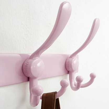Dseap Coat Rack Wall Mount, Heavy Duty 12-Gauge Base vs Flimsy 1mm, Double-Thick Solid Anti-Snap Hooks, 16” Stud-Mount, Stainless Steel Hanger for Clothes Hat Entryway Closet Mudroom, Pink - color: Pink, size: L=17" (1pcs)