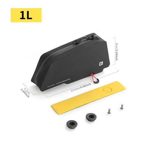 Rhinowalk Bike Top Tube Bag, Quick-Release System, Waterproof 600D TPU Cycling Frame Bag with Bolt-On Mount, Slim Aerodynamic Hard Shell Storage - color: Black Toptube Bag QL, size: 1L