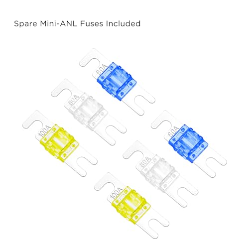RECOIL ZMFH11-2 2 Pack in-line Mini-ANL or ANL Fuse-Holders, 1 X 0/2/4 Gauge Input & Output with Reducers, Includes 2 X 60A, 80A, 100A Mini-ANL Fuses
