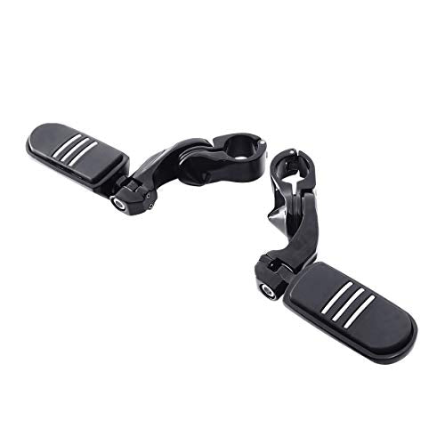 SLMOTO Streamliner Footpegs+Short Angled Adjustable Highway Peg Mount Kit Fits for Street Glide Road King Electra Glide with 1.25" Engine Guard 1 1/4 Highway Bar Black - color: Black