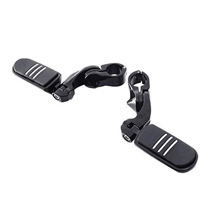 SLMOTO Streamliner Footpegs+Short Angled Adjustable Highway Peg Mount Kit Fits for Street Glide Road King Electra Glide with 1.25" Engine Guard 1 1/4 Highway Bar Black - color: Black