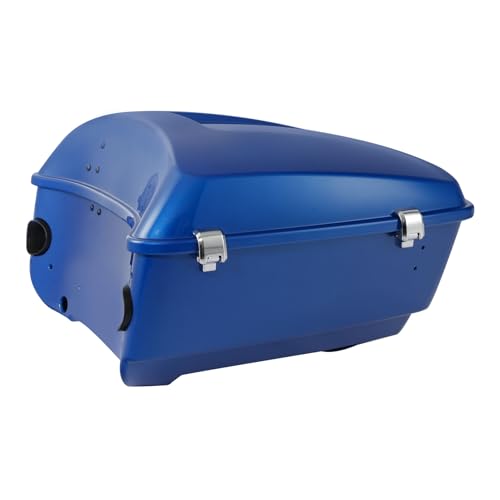 TCMT 13.7" King Motorcycle Trunk Box W/Latch Key Fit For Harley 2014-2025 Touring CVO Road King Road Glide Street Glide Electra Glide Ultra Limited Electric Blue - color: Electric Blue(W Speaker Holes)