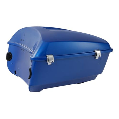 TCMT 13.7" King Motorcycle Trunk Box W/Latch Key Fit For Harley 2014-2025 Touring CVO Road King Road Glide Street Glide Electra Glide Ultra Limited Electric Blue - color: Electric Blue(W Speaker Holes)