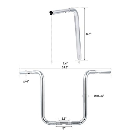Green-L 1 1/4" Ape Hanger 18" Rise Handlebars Fit for Harley Sportster XL883 XL1200 Softail FLST FXST Custom Motorcycle 1.25" Handle Bar - size: 18" Rise, style: Style B Chrome