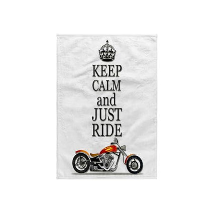 3D Rose TWL_220704_1 Keep Calm & Just Ride. Cool Motorcycles Saying Towel, 15" x 22" - size: 15" x 22"