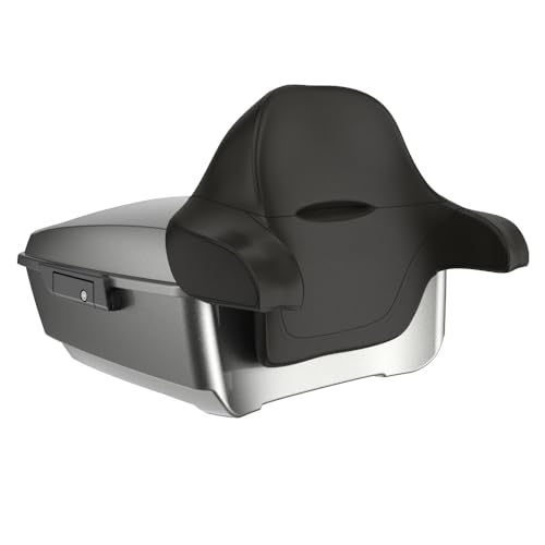 Advanblack 2025 Road Glide King Tour Trunk Pack Black Latch Wrap-Around Backrest Compatible with 1997-2025 Harley Touring Road Glide, Street Glide, Electra Glide (Mercury Silver) - color: Mercury Silver