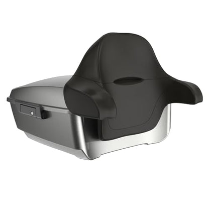 Advanblack 2025 Road Glide King Tour Trunk Pack Black Latch Wrap-Around Backrest Compatible with 1997-2025 Harley Touring Road Glide, Street Glide, Electra Glide (Mercury Silver) - color: Mercury Silver