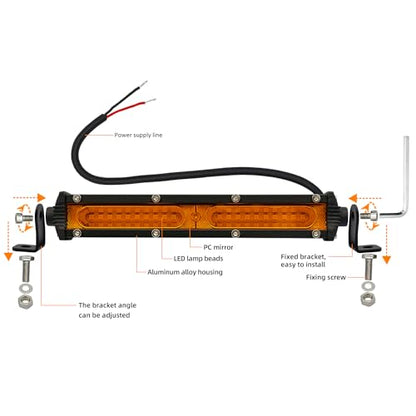 Ultra Slim Single Row Yellow LED Offroad Lights Bar Driving Fog Lights Bar 2Pcs 7Inch Waterproof Auxiliary Work Lights Grille Lights Bar fit for Motorcycle Truck Trator ATV UTV Golf Cart Boat Cars - size: Yellow
