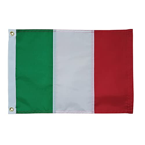 SYII Italian Boat Flag 12x18 Inch, Italy It National Flags with 2 Brass Grommets and Embroidered Sewn Stripes, Heavy Duty Polyester Outdoor Banner - color: 12x18 Italian Flag