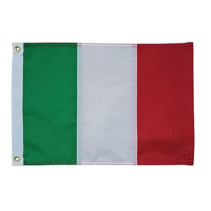 SYII Italian Boat Flag 12x18 Inch, Italy It National Flags with 2 Brass Grommets and Embroidered Sewn Stripes, Heavy Duty Polyester Outdoor Banner - color: 12x18 Italian Flag