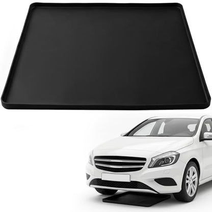Oil Spill Mat for Under Car, Garage Floor Mat Drip Tray, Soft Silicone Oil Drip Pan with Raised Edge, Non-Slip No Splatter Driveway Pad for Auto & Home Floor Protection