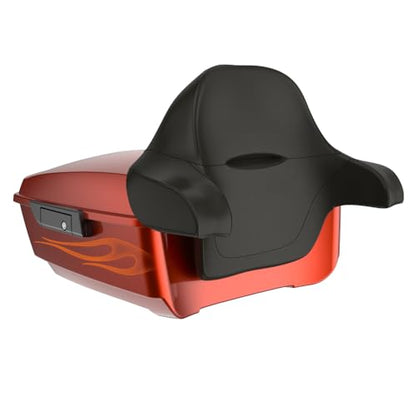 Advanblack 2025 Road Glide King Tour Trunk Pack Black Latch Wrap-Around Backrest Compatible with 1997-2025 Harley Touring Road Glide, Street Glide, Electra Glide (Whiskey Firestorm) - color: Whiskey Firestorm