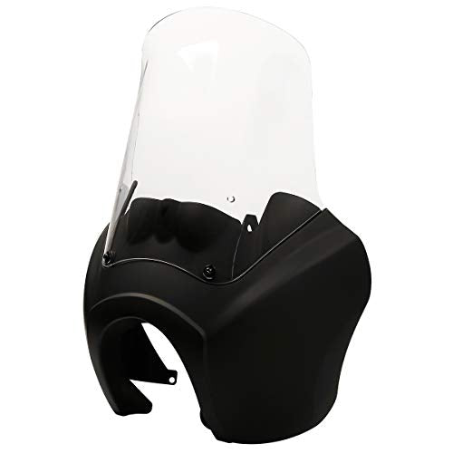 Green-L Matte Black Pre-Drilled Front Upper Fairing 15" Clear Windshield Fit for Harley Dyna Low Rider FXDL 2007–2017 - color: Matte Black Fairing w/ Clear Windshield