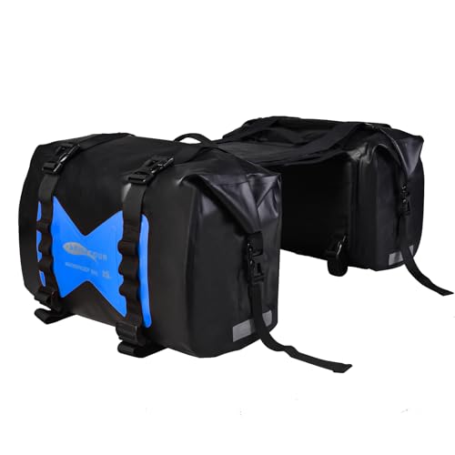 AFISHTOUR30L Motorcycle Luggage Bags for Motorbike Travel - Motorcycle Panniers - Detachable Bag for Scooter, Honda, Suzuki, Yamaha (Bule, 1 Pair) - color: Blue, size: 30L