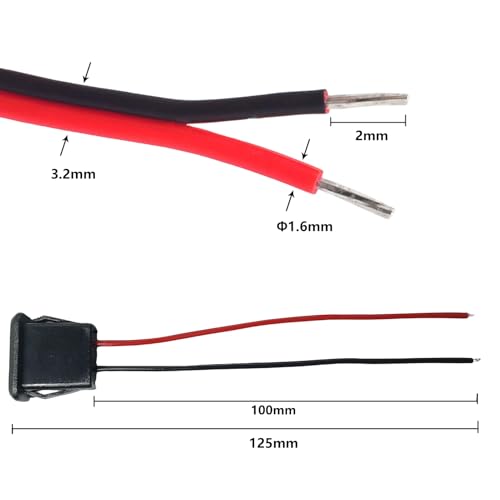 2/4/6PCS 2Pin USB 2.0 USB Female Pigtail Cable Power Jack DC 5V 3A Charging Port Connector Charge Interface with Open Cable USB Charger Flush Mount Socket for DIY Repairing (4)
