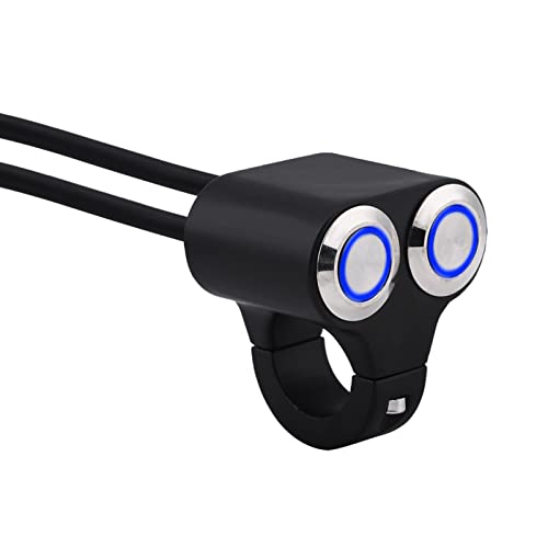 Motorcycle Handlebar Switch Aluminum Alloy Weatherproof Durable 7/8inch 22mm Universal Fit with LED Indicator Light for Headlight Brake Fog Light ONOFF Control (Self-Restoring) - color: Blue Light, size: Self-restoring