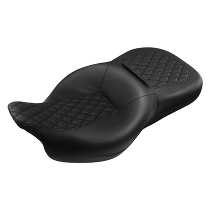 SLMOTO 2 Up Rider Passenger Seat fit for Harley Touring Road King Street Glide Road Glide Electra Glide 2009-2023 Driver Seat Cushion Black - color: B Style G Black Red Seat