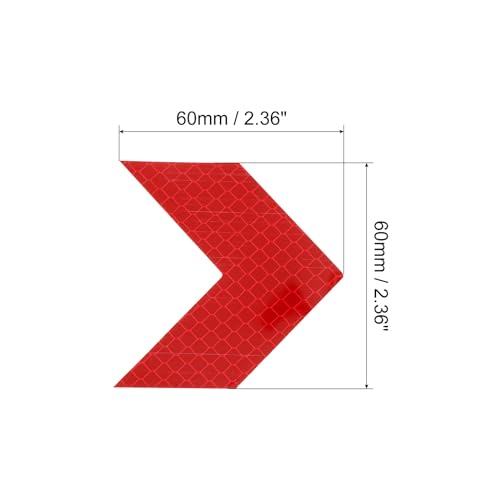 PATIKIL Reflective Stickers, 20 Pack 2.36 x 2.36 Inch Waterproof Adhesive High Visibility Night Caution Warning Arrow Shape Safety Tape Reflector for Trucks Trailers Cars, Red - color: Red