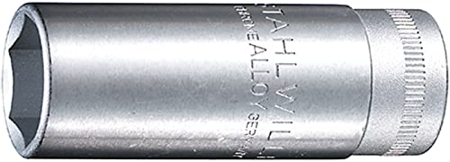 Stahlwille 02130018 Spark Plug Socket, Extra Deep, 3/8" Drive, 18mm-11/16" Socket Size, for Tightening or Loosening Spark Plugs, Chrome Plated Finish, Made in Germany