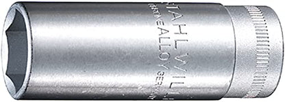 Stahlwille 02130018 Spark Plug Socket, Extra Deep, 3/8" Drive, 18mm-11/16" Socket Size, for Tightening or Loosening Spark Plugs, Chrome Plated Finish, Made in Germany