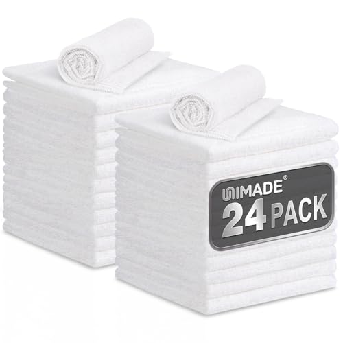 UNIMADE Microfiber Cleaning Cloth, 24 Pack Reusable Microfiber Towels for Cars Lint Free Cleaning Shop Towel Rags for Home Kitchen Automotive Bar Mechanic Restaurant Garage, 11"x 12", White - color: White, size: 24pk