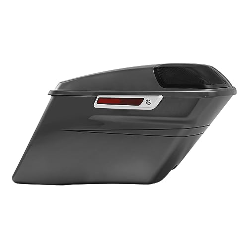 HR3 Charcoal Pearl 4" Stretched Hard Saddlebags w/Speaker Lids Compatible with 2015 Street Glide Special FLHXS (Replace for OEM) - color: Charcoal Pearl