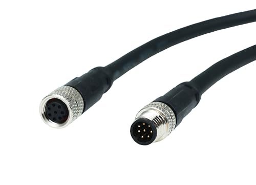 M8 8-Pin Male to Female Connector Cable, A-Coded Straight Circular Industrial Molded Cable, IP67 Waterproof Unshielded PVC Wire, 30V 3A AC/DC, AWG24 - size: 5m, style: 8pin