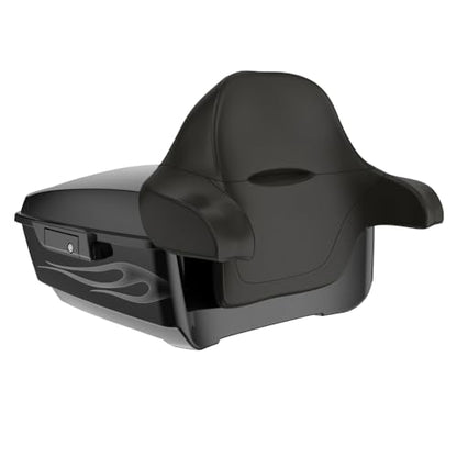 Advanblack 2025 Road Glide King Tour Trunk Pack Black Latch Wrap-Around Backrest Compatible with 1997-2025 Harley Touring Road Glide, Street Glide, Electra Glide (Midnight Firestorm) - color: Midnight Firestorm